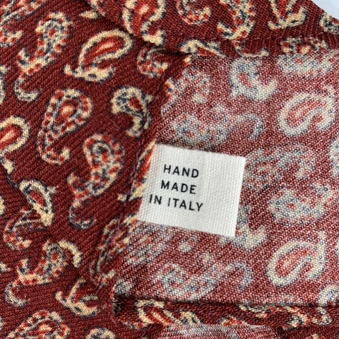 RRL by RALPH LAUREN Burgundy Tan & blue Geometric Wool Tie