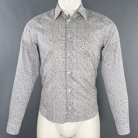 PS by PAUL SMITH Size S White Grey Abstract Cotton Long Sleeve Shirt