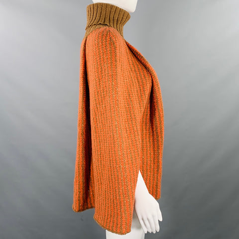 M MISSONI Size S Orange Brown Stripe Turtleneck Cape