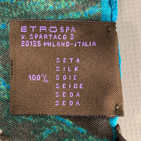 ETRO Black Multi Color Abstract Silk Pocket Square