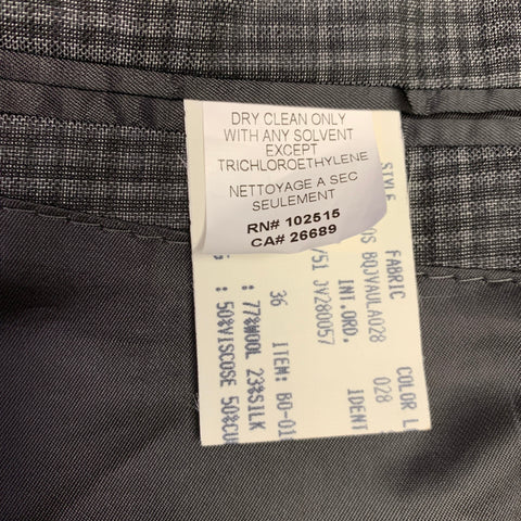 JOHN VARVATOS Size 38 Charcoal Black Checkered Wool Silk Sport Coat