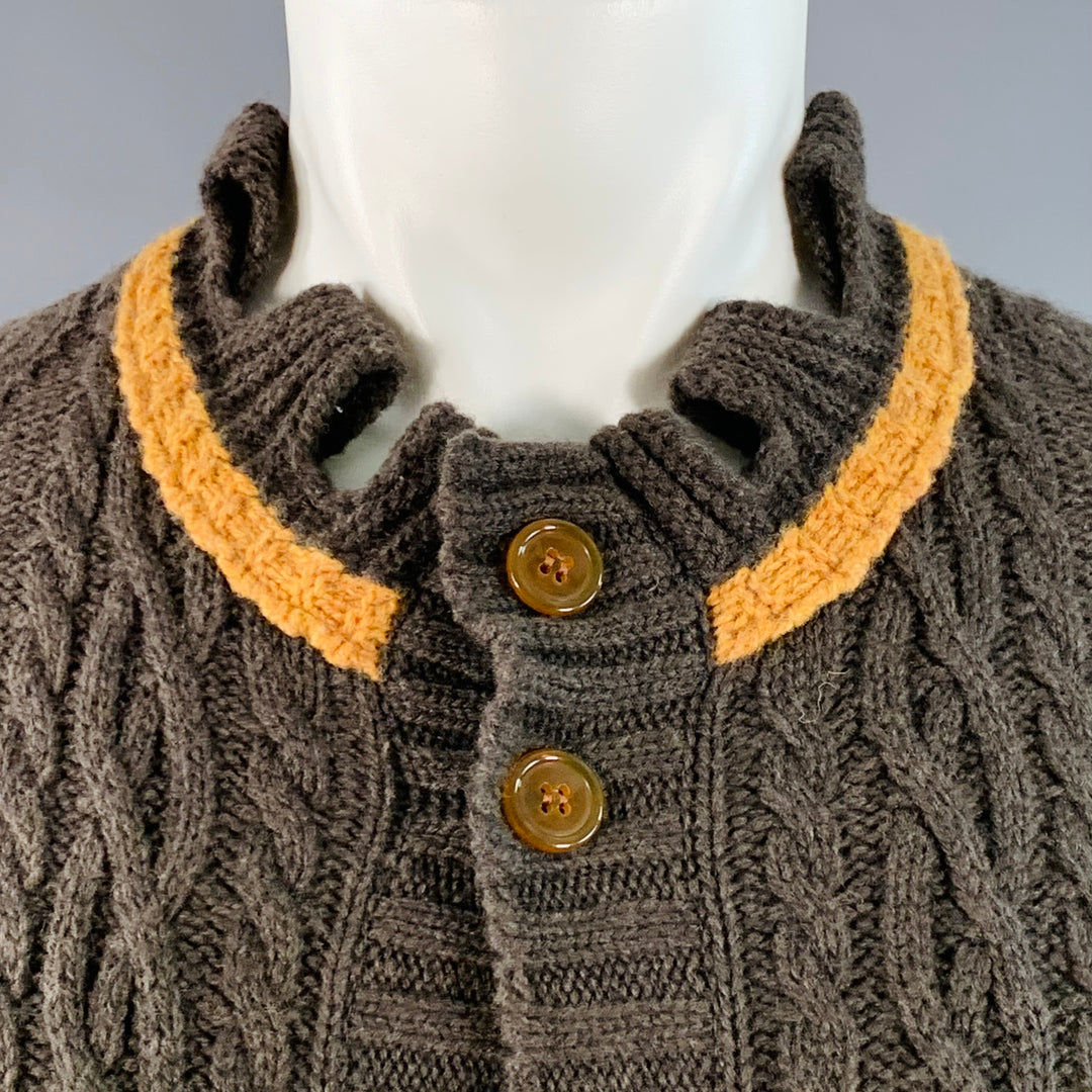 VIVIENNE WESTWOOD Size 36 Brown Tan Cable Knit Wool Cutout Long Cardigan