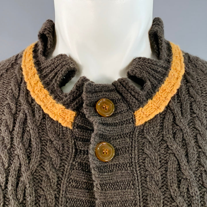 VIVIENNE WESTWOOD Size 36 Brown Tan Cable Knit Wool Cutout Long Cardigan