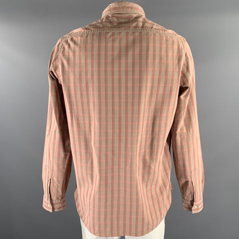 RRL by RALPH LAUREN Size XL Pink Grey Plaid Cotton Long Sleeve Shirt
