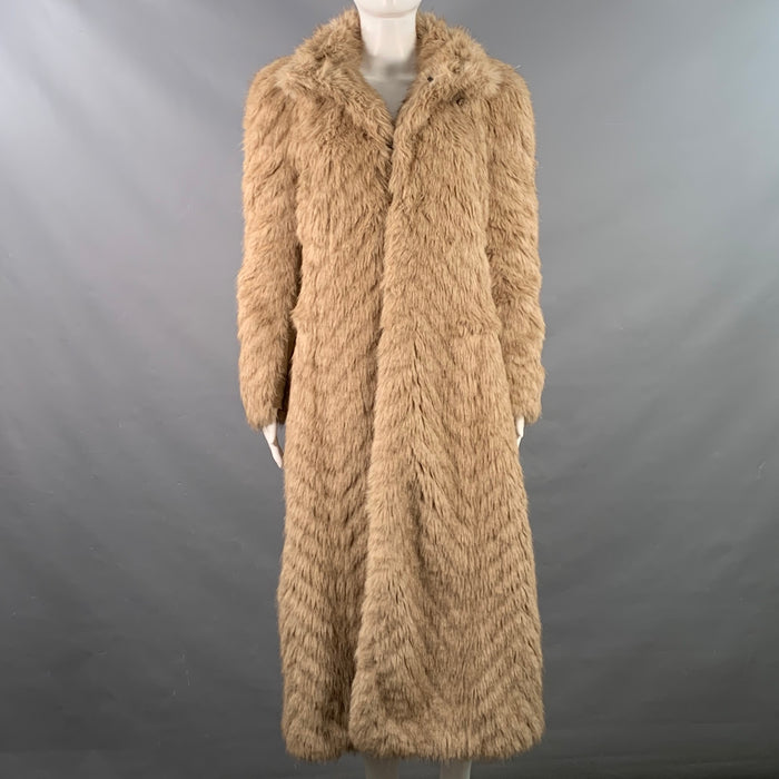 BALENCIAGA 2023 Size XS Beige Shaggy Faux Fur Hook Eye Coat