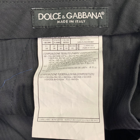 DOLCE & GABBANA Silicia Size 46 Blue Silver Metallic Marbled Polyester Silk 3 Piece Suit