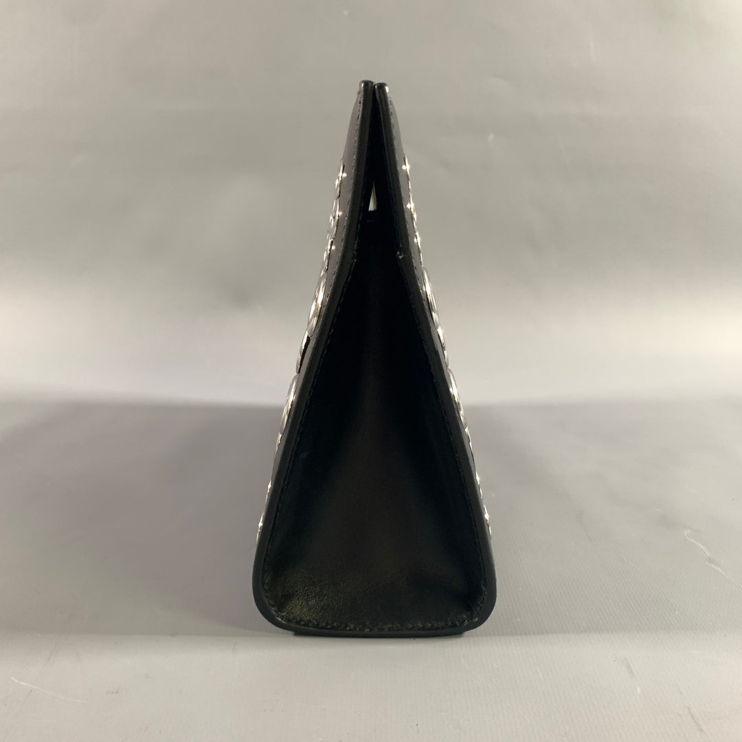 ALAIA Black Silver Grommets Leather Clutch Handbag