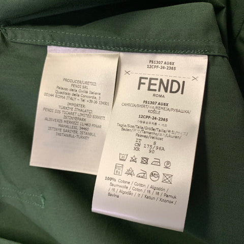 FENDI Size S Green Cotton Camp Short Sleeve Shirt