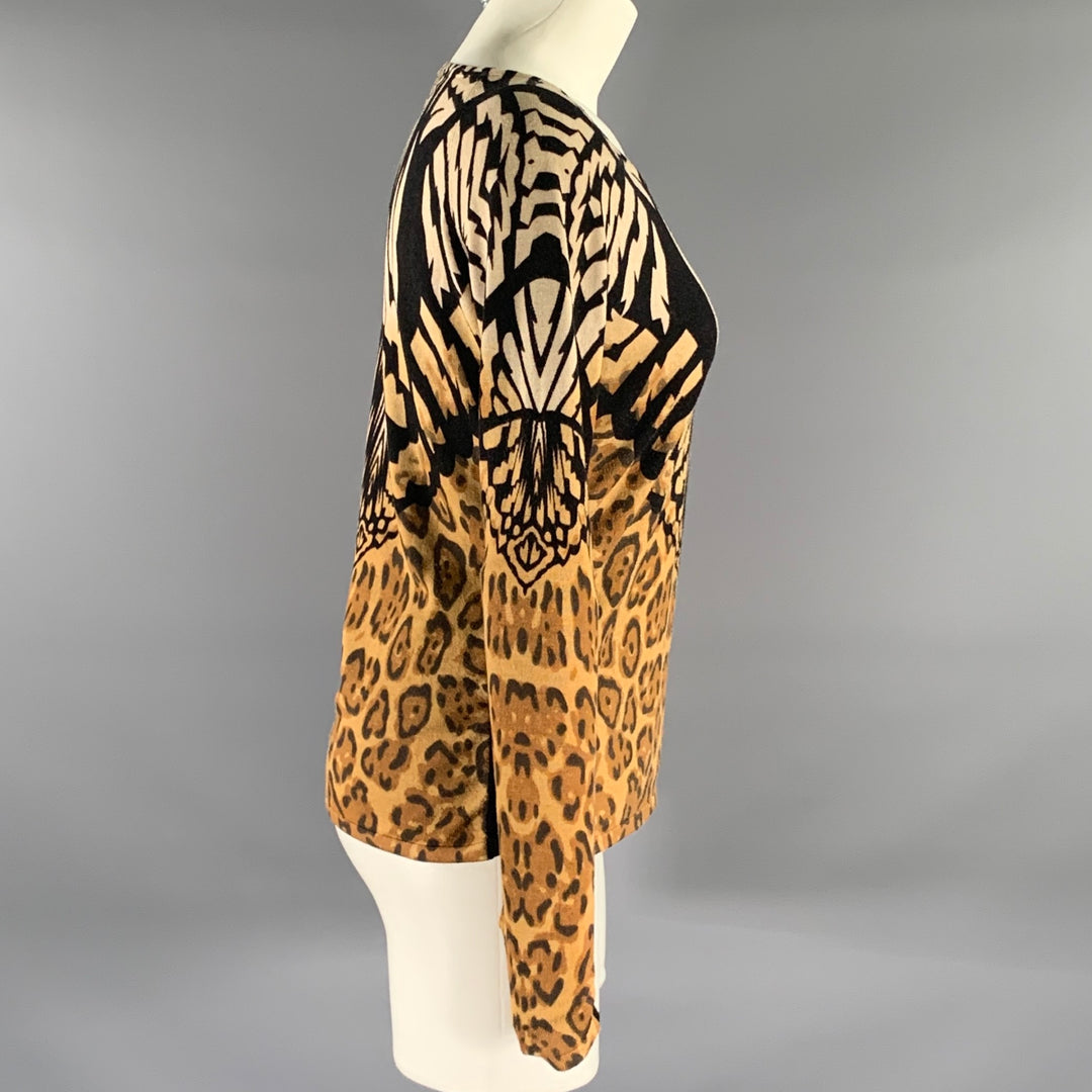 BOSTON PROPER Size S Tan Black Leopard Pull On Pullover