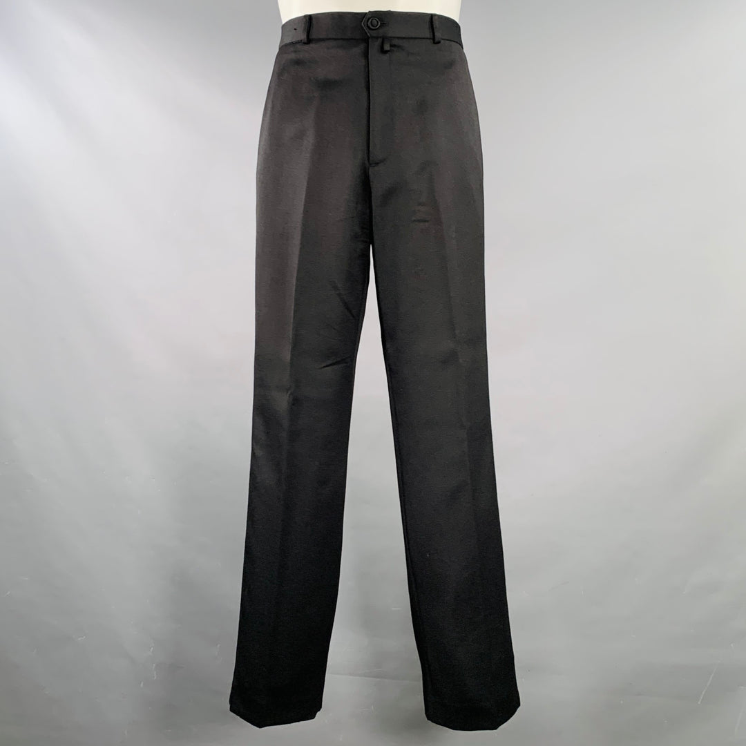 SHANGHAI TANG Size 40 Black Wool Mandarin Collar Suit