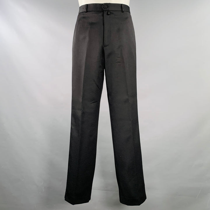 SHANGHAI TANG Size 40 Black Wool Mandarin Collar Suit