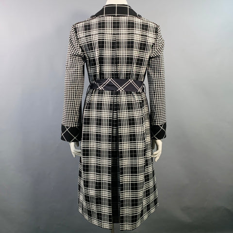 Trench-coat croisé ceinturé à carreaux ALICE + OLIVIA Taille L Noir Blanc Mélange de polyester