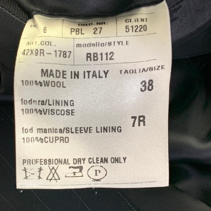 RALPH LAUREN Size 38 Regular Navy Grey Pinstripe Wool Notch Lapel Suit