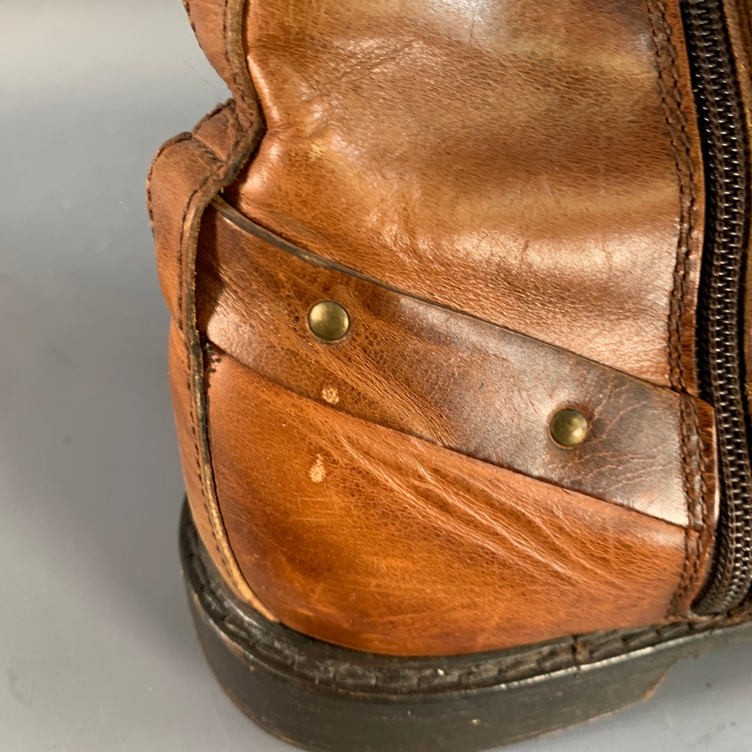 FRYE Size 13 Brown Leather Side Zipper Harness Boots