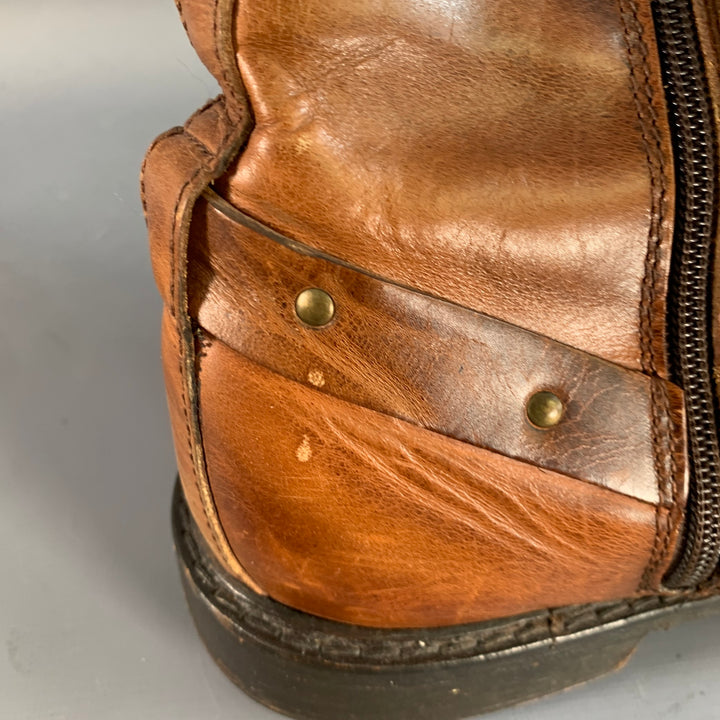 FRYE Size 13 Brown Leather Side Zipper Harness Boots