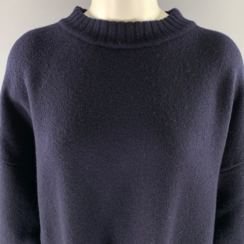 JIL SANDER Size M Navy Wool Crew-Neck Sweater