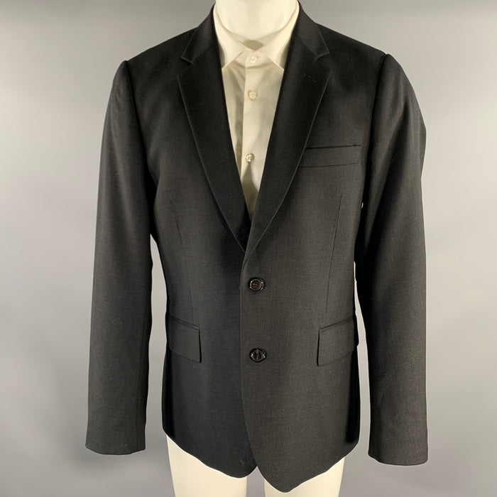 PAUL SMITH Chest Size 42 Black Solid Wool Notch Lapel Sport Coat