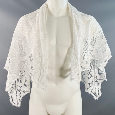 MIGUELINA White Crochet Cotton Scarf Shawl
