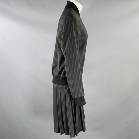 MCQ by ALEXANDER MCQUEEN Size 36 Black White Stripe Zip Up Bomber Coat