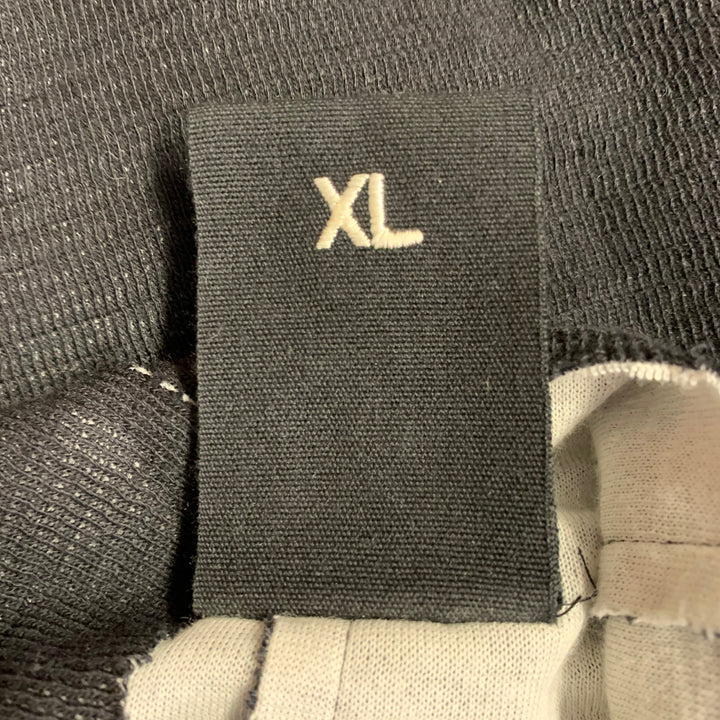 THOM KROM Size XL Black White Cotton Blend Raw Edge Reverse Seam Turtleneck Pullover