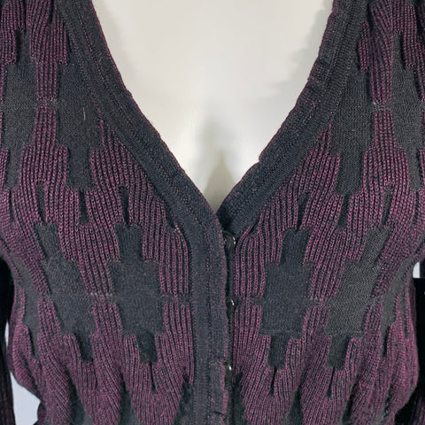 3.1 PHILLIP LIM Size M Purple Black Knit Geometric Belted Knee Length Dress