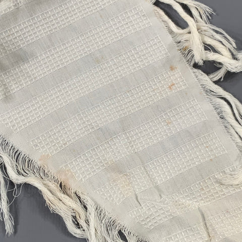 BALENCIAGA Cream Woven Fringe Scarf Shawl