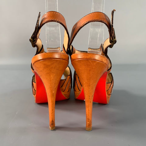 CHRISTIAN LOUBOUTIN Size 6.5 Brown Tan Leather Platform Sandals