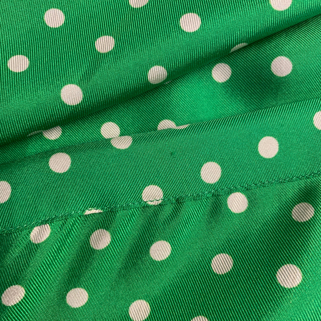 WALTER VAN BEIRENDONCK SS20 Size S Green Cream Polka Dot Silk Twill Long Sleeve Shirt