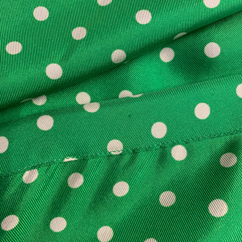 WALTER VAN BEIRENDONCK SS20 Size S Green Cream Polka Dot Silk Twill Long Sleeve Shirt