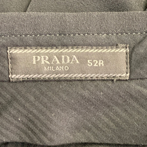 PRADA Size 42 Black Polyester Blend Twill Single Breasted Notch Lapel Suit