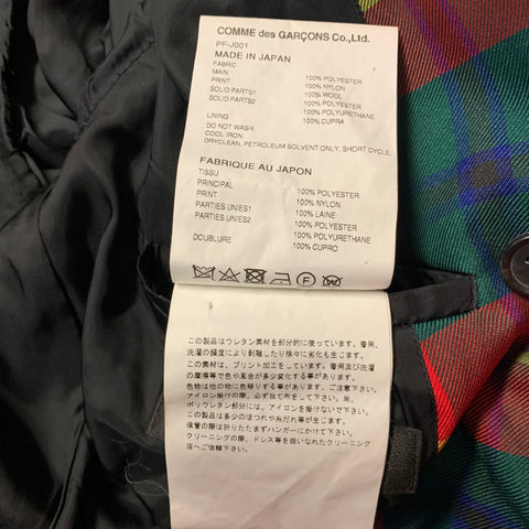 COMME des GARCONS HOMME PLUS F/W2020 Size M Black Multi Color Patchwork Wool Blend Coat