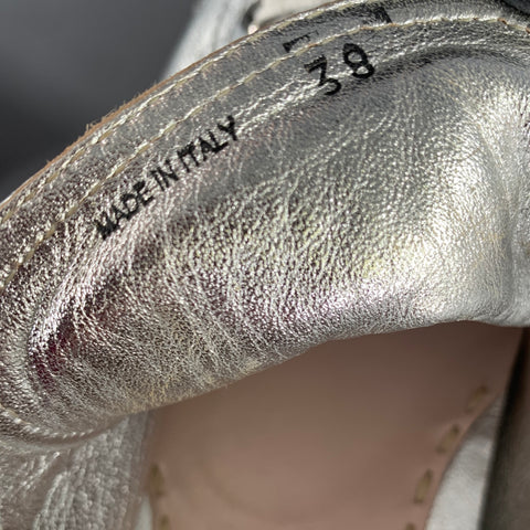 MIU MIU Size 8 Silver Espadrille Platform Sneakers