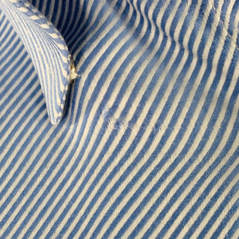 EMPORIO ARMANI Size M Blue White Stripe French Cuff Long Sleeve Shirt