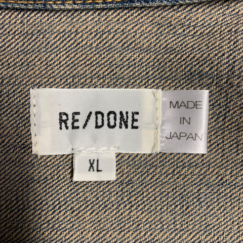 RE/DONE Size XL Blue Cotton Denim Button Up Jacket