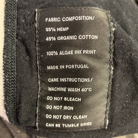VOLLEBAK Taille L Gris Blanc Contraste Bordure Coton Chanvre Pantalon de survêtement Pantalon décontracté