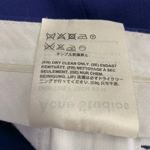 ACNE STUDIOS Costume Cranté Bleu en Laine Mélangée Taille 36