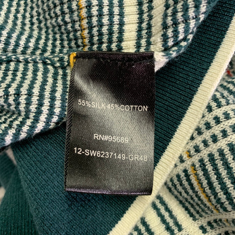 TODD SNYDER Size M Green White Plaid Silk Cotton Polo