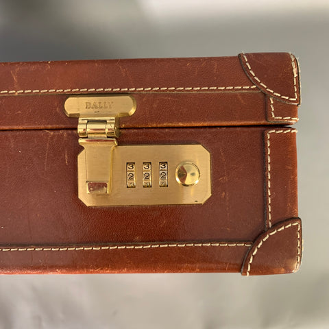 BALLY Tan Brown Crackled Leather Briefcase Bags & Leather Goods