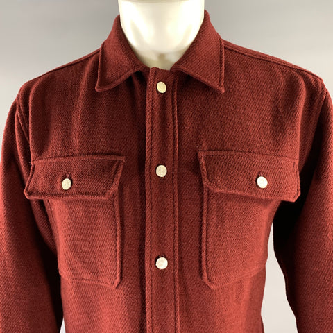 FRAME Size S Burgundy Wool Cotton Shirt Jacket