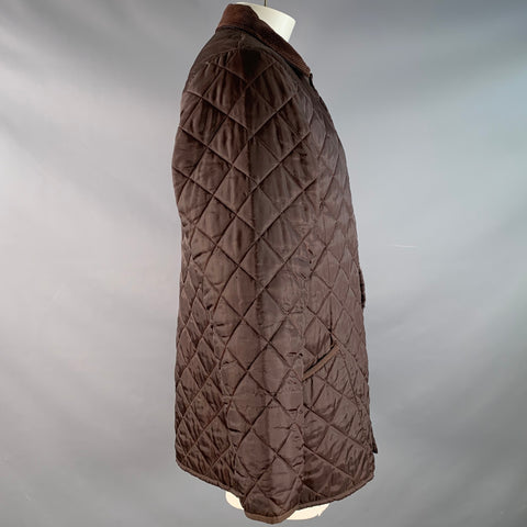 BARBOUR Size XL Brown Quilted Nylon Snaps Jacket