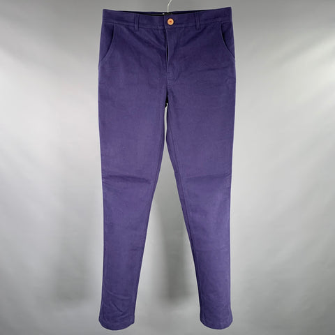 F D B Size 32 Blue Cotton Button Fly Casual Pants