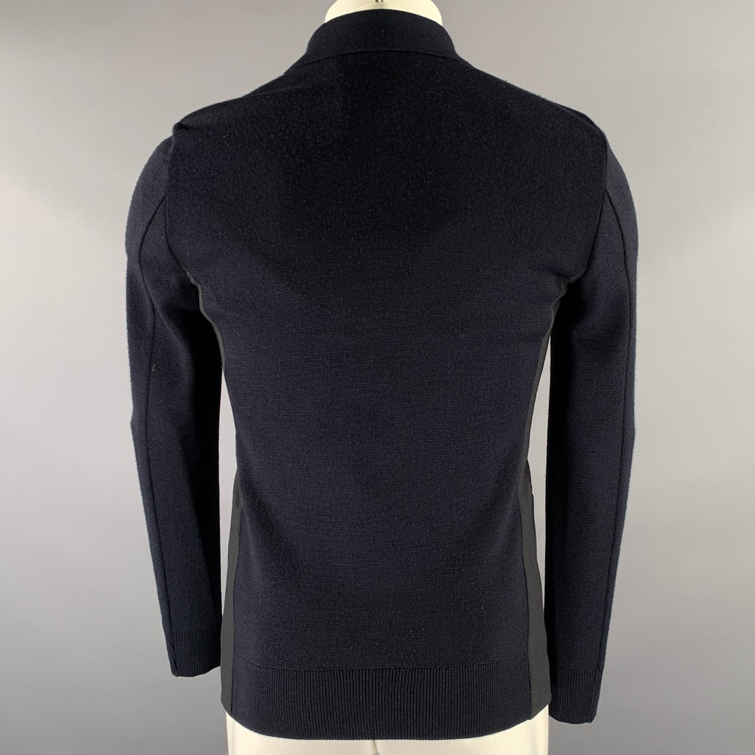 EMPORIO ARMANI Size 34 Navy Ribbed Wool Polyamide Jacket