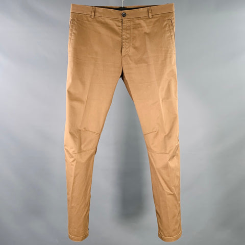 LANVIN Size 32 Khaki Cotton Ankle Zip Flat Front Dress Pants