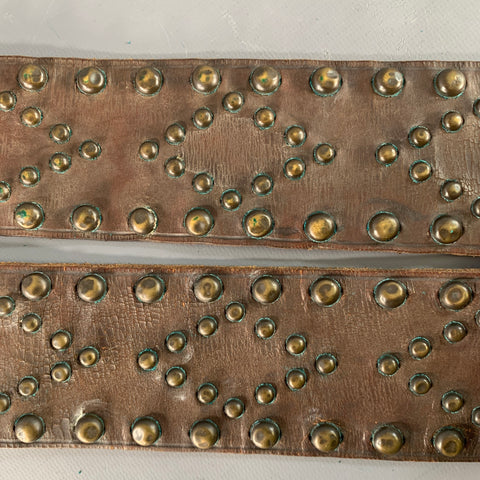RALPH LAUREN Size M Brown Brass Studded Leather Western Belt