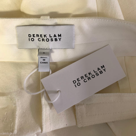 DEREK LAM Size 6 White Cotton Blend Straight leg Dress Pants