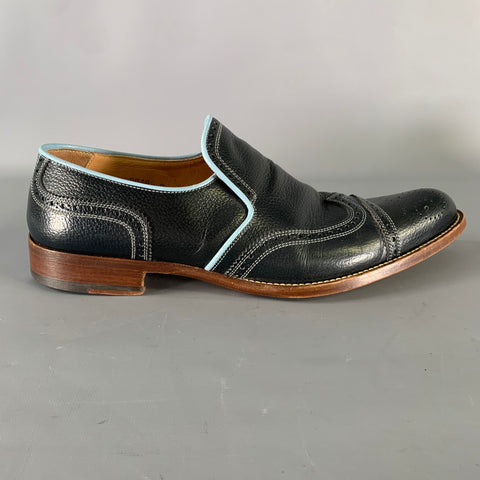 MIU MIU Size 9 Navy Light Blue Leather Spectator Loafers