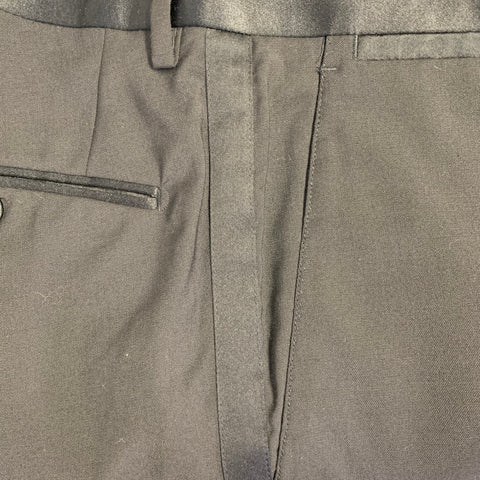 DOLCE & GABBANA Size 32 Black Polyester Blend Tuxedo Dress Pants