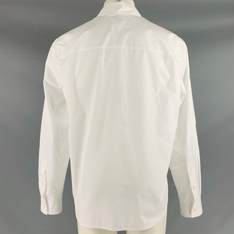 BOTTEGA VENETA Size M White Cotton Button Up Roll Tab Long Sleeve Shirt