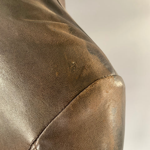 GUCCI TOM FORD Taille 38 Blouson Zippé en Cuir Marron Appliqué