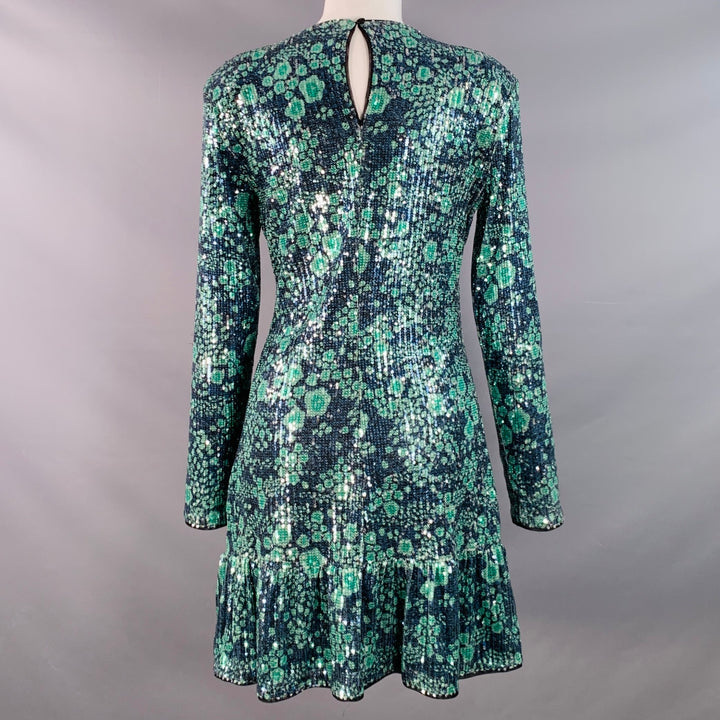 BAUM UND PFERDGARTEN Size M Navy Green Sequined Abstract Floral Cocktail Dress